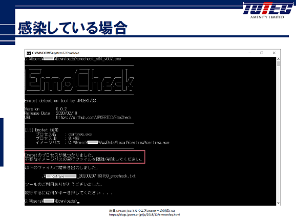 感染していない場合、感染している場合