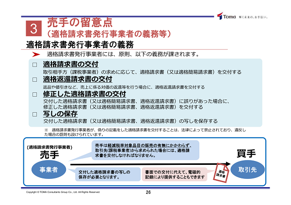 適格請求書発行事業者の義務