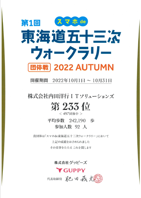 東海道五十三次ウォークラリー2022AUTUMN